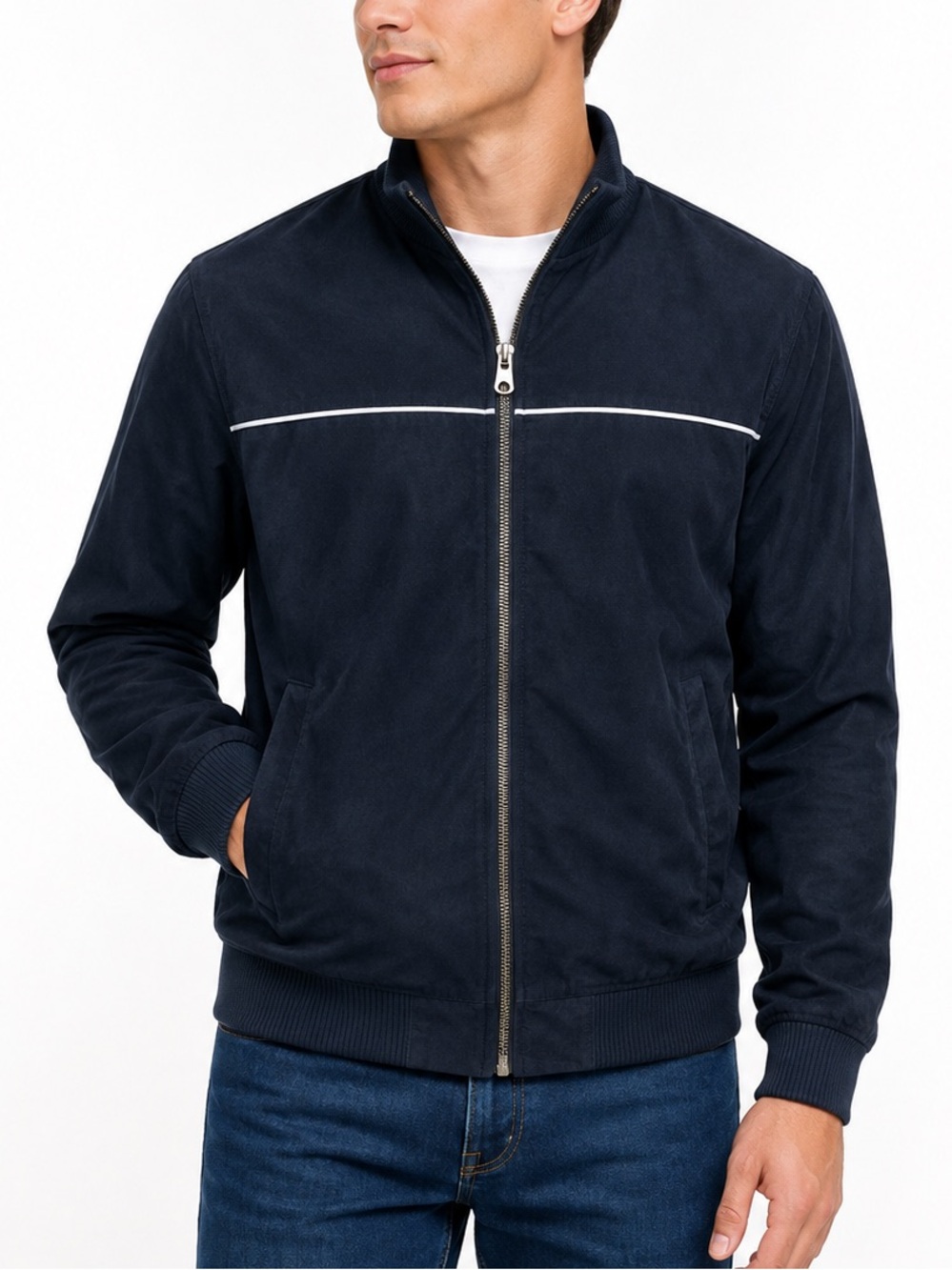 Forever 21 Velour Bomber Track Jacket with White Piping Men’s L